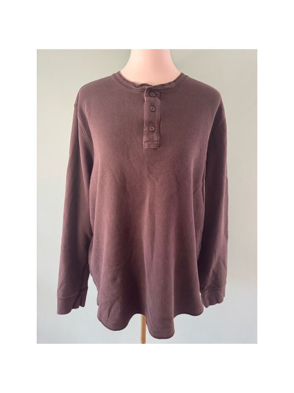 Men's Sonoma Life + Style Thermal Henley XL Brown